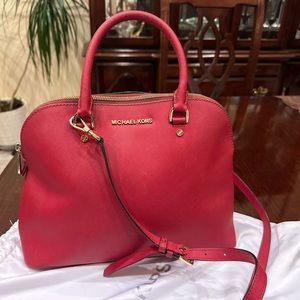 Michael Kors Red color Saffiano leather handbag